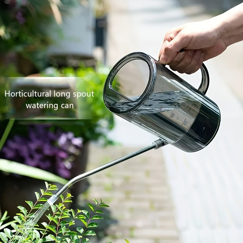 1pc Durable Plastic Long Spout Irrigation Watering Can with Measurement Markings - Ergonomic Handle for Precise Garden