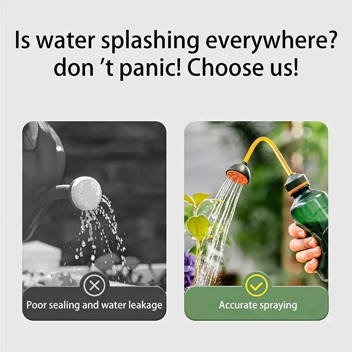 15.22oz Handheld Watering Can with Detachable Shower Head - Flexible Long Nozzle, Squeeze Trigger, Transparent Plastic Plant Sprinkler for Indoor & Outdoor Gardening