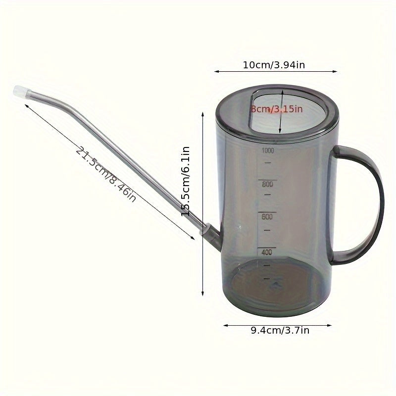 1pc Durable Plastic Long Spout Irrigation Watering Can with Measurement Markings - Ergonomic Handle for Precise Garden