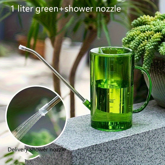 1pc Durable Plastic Long Spout Irrigation Watering Can with Measurement Markings - Ergonomic Handle for Precise Garden